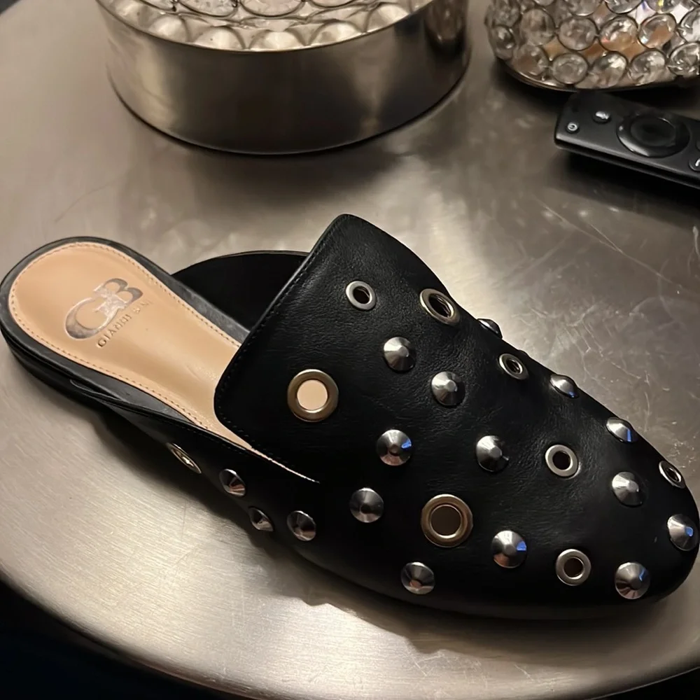 Gianni Bini Leather Studded Mules - Picture 3 of 6